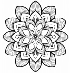 Hatched petal mandala coloring page