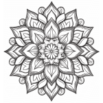 Intricate shaded petal mandala coloring page
