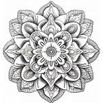 Intricate sunburst mandala coloring page