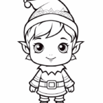 Simple standing Christmas elf coloring page