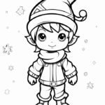 Elf boy with curled hat coloring page