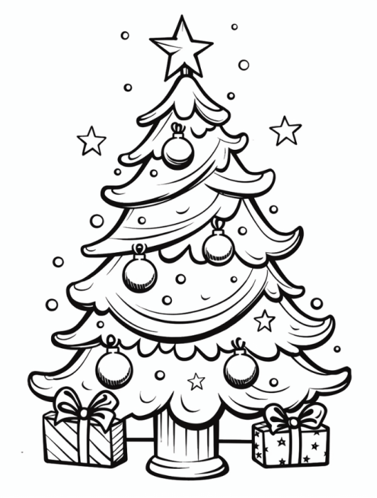 Christmas Tree Coloring Pages | Hue Therapy