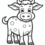 Cute cartoon calf with spots coloring page