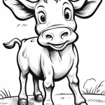 Cow face close-up coloring page