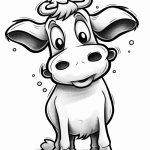 Goofy cow with big ears coloring page