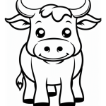 Very simple smiling cow coloring page