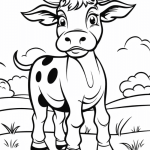 Cow with curly horns coloring page