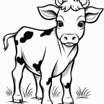 Spotted cow in grass coloring page