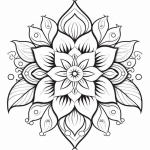 Floral mandala with teardrop finials coloring page