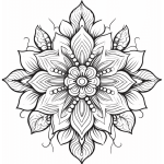 Floral mandala with beaded arcs coloring page