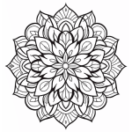 Geometric petal mandala coloring page