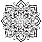 Bold geometric flower mandala coloring page