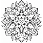 Layered star flower mandala coloring page