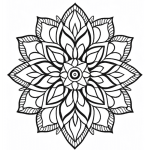 Geometric mandala with hatched border coloring page