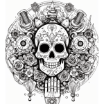Sugar skull Day of the Dead mandala coloring page