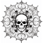 Skull spiderweb mandala coloring page