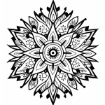 Sunburst feather mandala coloring page