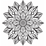 Pointed petal mandala with ring accents coloring page