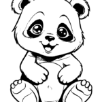 Happy baby panda with open smile coloring page