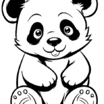 Baby panda with tongue out bold outlines coloring page