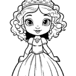 Chibi princess with crown coloring page