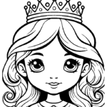 Princess with crown and flower necklace coloring page