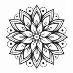 Layered petal mandala with dotted ring coloring page
