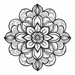 Rounded Tibetan floral mandala coloring page