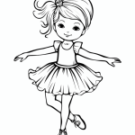 Ballerina with high ponytail in dance pose coloring page