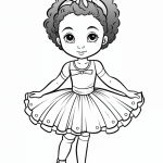 Ballerina with headband bow holding tutu coloring page