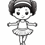 Simple ballerina with dark double buns coloring page