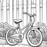 Cruiser bike by picket fence coloring page
