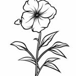 Single simple flower on a stem coloring page