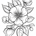Large single bloom with buds and leaves coloring page