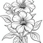 Two large blossoms with stamen clusters coloring page