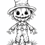 Pumpkin head scarecrow kid coloring page