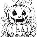 Stacked jack-o-lanterns coloring page