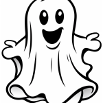 Simple smiling ghost coloring page