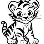 Cute cartoon tiger cub coloring page