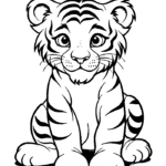 Cartoon tiger cub face coloring page