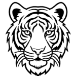 Tiger face close-up coloring page