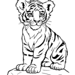 Realistic tiger cub coloring page