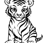Chunky cartoon tiger cub coloring page