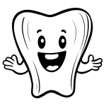 Smiling tooth with arms out coloring page