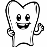 Waving tooth character coloring page