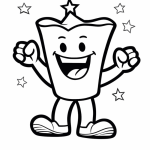 Tooth character with sneakers and star coloring page
