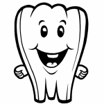 Smiling molar tooth coloring page