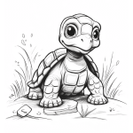 Baby turtle on sand with grass coloring page