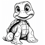 Grinning baby turtle coloring page