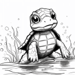 Baby turtle at the water's edge coloring page